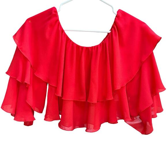NWT Show Me Your MuMu Copacabana Crop Top in Red Chiffon Size Medium Retail $138 - Picture 3 of 6